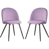 Earlville Fabric Dining Chairs with Wooden Legs - Purple