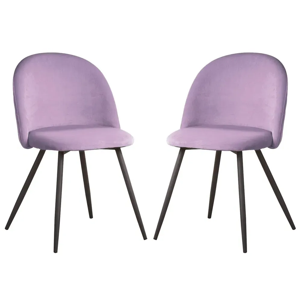 Earlville Fabric Dining Chairs with Wooden Legs - Purple image