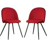 Earlville Fabric Dining Chairs with Wooden Legs - Red