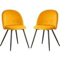 Earlville Fabric Dining Chairs with Wooden Legs - Yellow