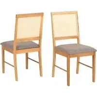 Earville Wooden Dining Chairs in Pair - Oak, Grey