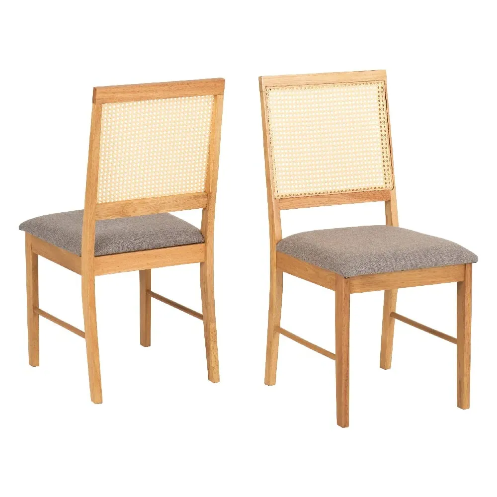 Earville Wooden Dining Chairs in Pair - Oak, Grey image