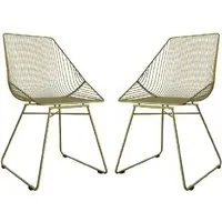 Eastlake Bistro Dining Chairs In Pair - Gold, Metal