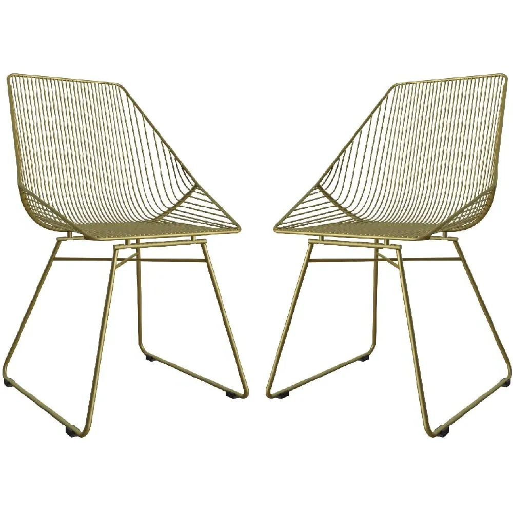 Eastlake Bistro Dining Chairs In Pair - Gold, Metal