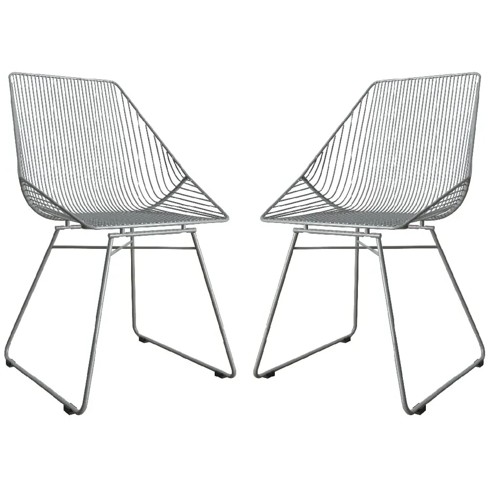 Eastlake Bistro Dining Chairs In Pair - Grey, Metal image