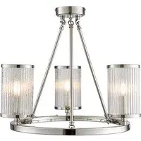 Easton 3 Light Glass Semi Flush Ceiling Light - Bright Nickel