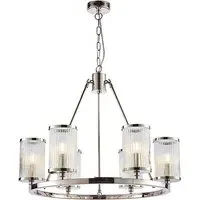 Easton 6 Lights Ceiling Pendant Light - Bright Nickel, Glass