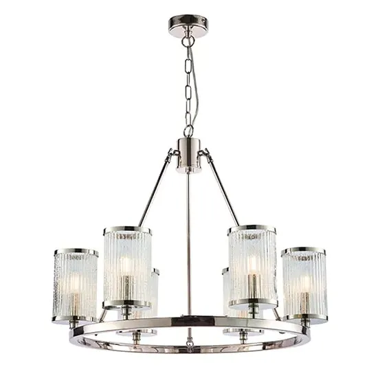 Easton 6 Lights Ceiling Pendant Light - Bright Nickel, Glass