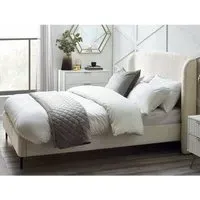 Easton Double Bed with Curved Headboard - Ivory, Boucle