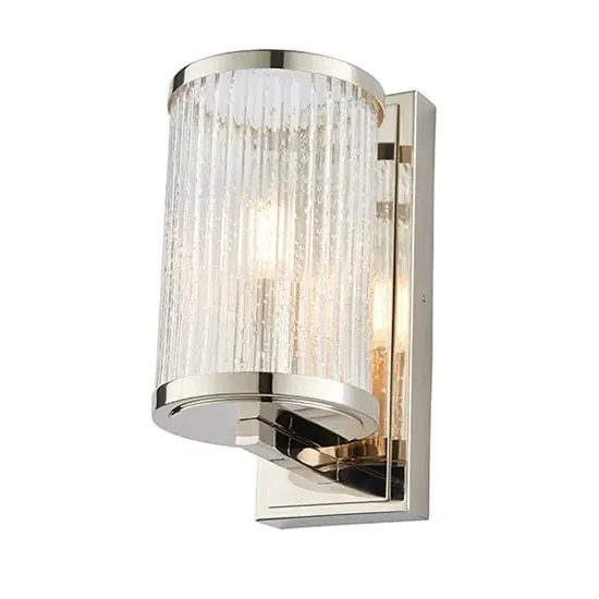 Easton Ribbed Bubble Glass Wall Light - Bright Nickel image