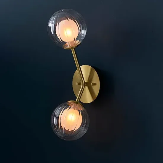 Easton Ribbed Glass Wall Light - Brass, Glass