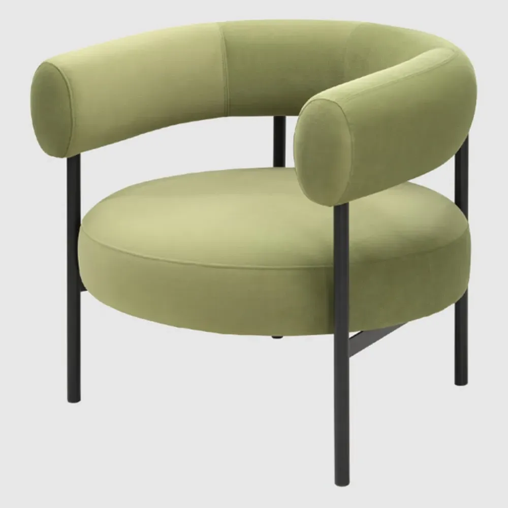 Easton Round Occasional Chair - Olive Green, Velvet