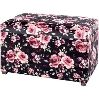 Eastroy Fabric Storage Ottoman - Black Rose Print