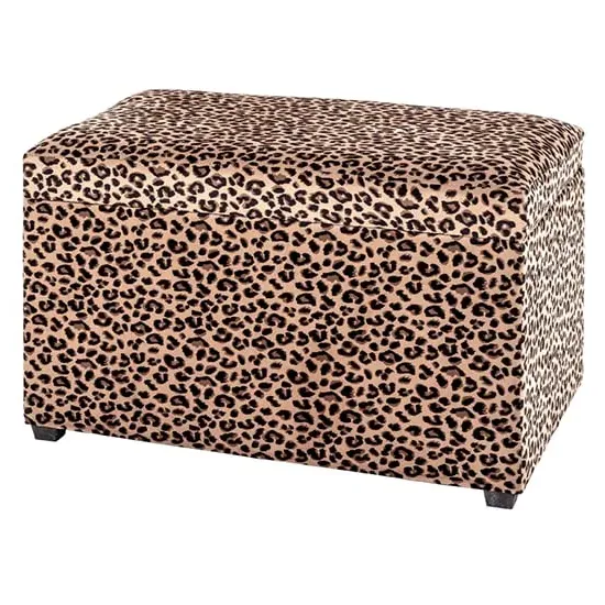 Eastroy Fabric Storage Ottoman - Leopard Print
