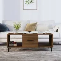 Ebco Coffee Table with Storage - Brown Oak, Engineered Wood