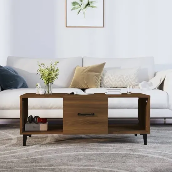 Ebco Coffee Table with Storage - Brown Oak, Engineered Wood