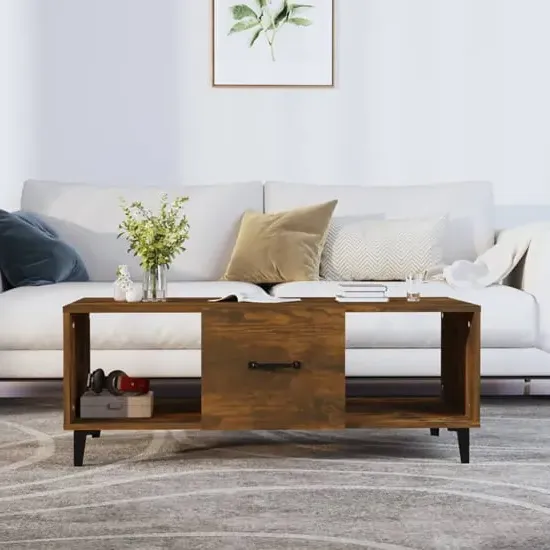 Ebco Coffee Table with Storage - Smoked Oak