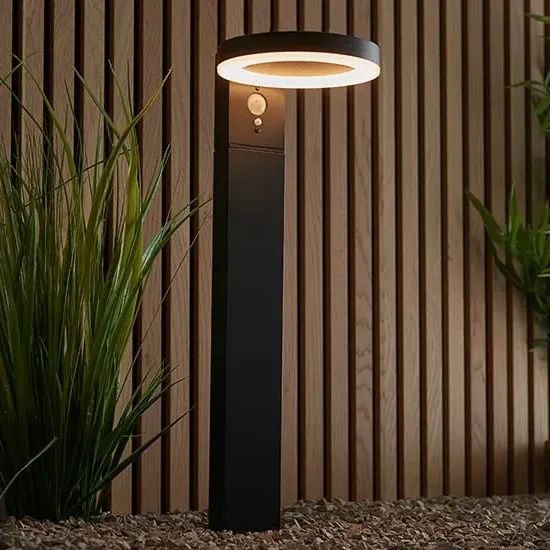 Ebro LED PIR Outdoor Post Light - Black, Aluminium