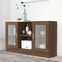 Ebru Display Cabinet with 2 Doors - Brown Oak, Engineered Wood