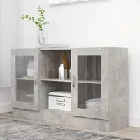Ebru Display Cabinet with 2 Doors - Concrete Effect