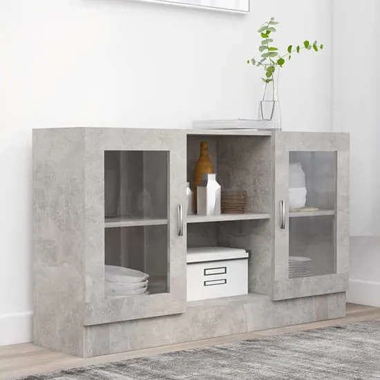 Ebru Display Cabinet with 2 Doors - Concrete Effect