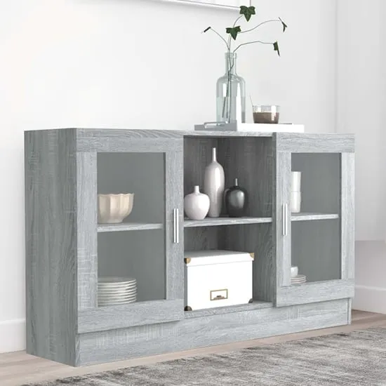 Ebru Display Cabinet with 2 Doors - Grey Sonoma Oak
