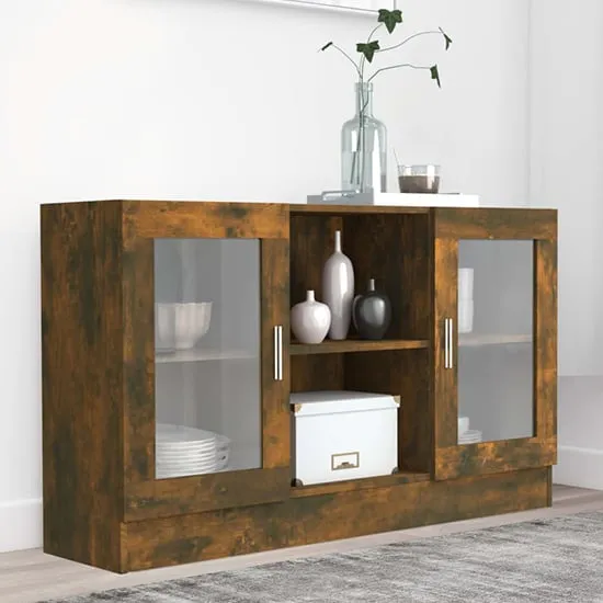 Ebru Display Cabinet with 2 Doors - Smoked Oak