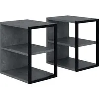 Echo Set of 2 Side Tables with Shelf - Retro Grey, Melamine alternate view
