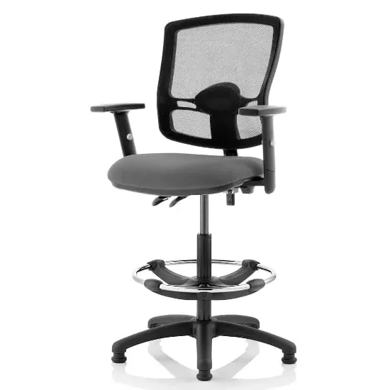 Eclipse Office Chair with Arms and Rise Kit - Charcoal, Mesh