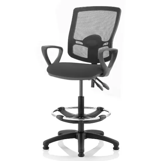 Eclipse Office Chair with Loop Arms and Rise Kit - Black, Fabric