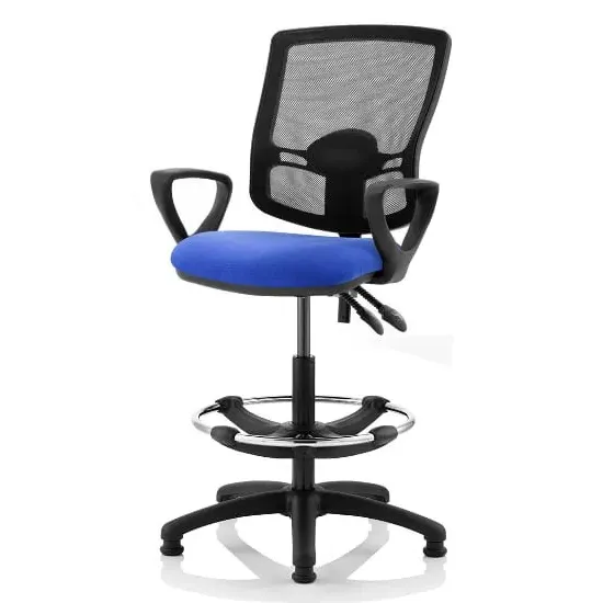 Eclipse Office Chair with Loop Arms and Rise Kit - Blue, Mesh