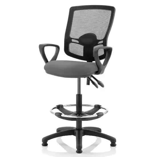 Eclipse Office Chair with Loop Arms and Rise Kit - Charcoal, Mesh