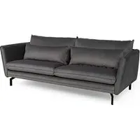 Edel 3-Seater Sofa with Black Metal Legs - Grey, Fabric