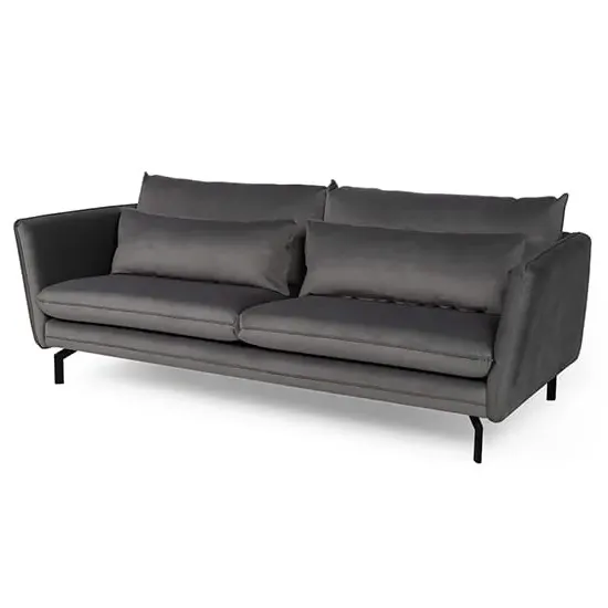 Edel 3-Seater Sofa with Black Metal Legs - Grey, Fabric image