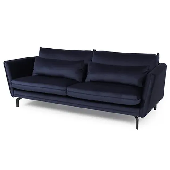 Edel 3-Seater Sofa with Black Metal Legs - Navy, Fabric
