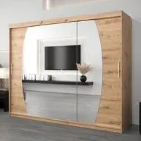 Eden Mirrored Wardrobe with 3 Sliding Doors - Artisan Oak