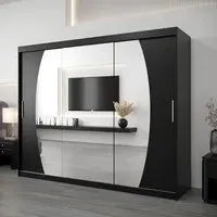 Eden Mirrored Wardrobe with 3 Sliding Doors - Black
