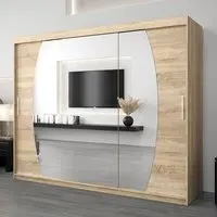 Eden Mirrored Wardrobe with 3 Sliding Doors - Sonoma Oak