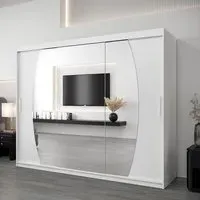 Eden Mirrored Wardrobe with 3 Sliding Doors - White