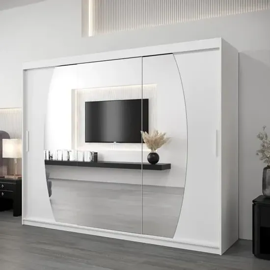Eden Mirrored Wardrobe with 3 Sliding Doors - White