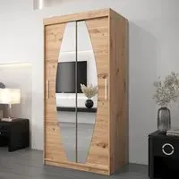 Eden Mirrored Wardrobe with Sliding Doors - Artisan Oak