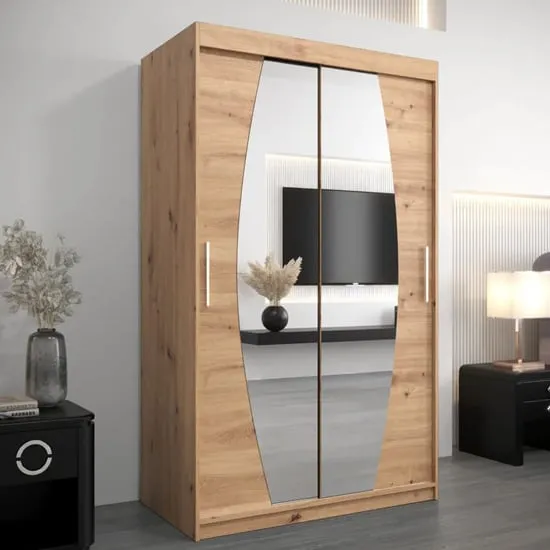 Eden Mirrored Wardrobe with Sliding Doors - Artisan Oak