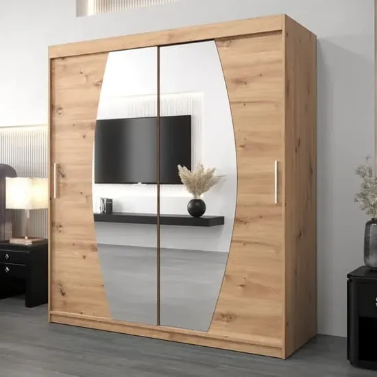 Eden Mirrored Wardrobe with Sliding Doors - Artisan Oak
