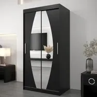 Eden Mirrored Wardrobe with Sliding Doors - Black