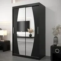 Eden Mirrored Wardrobe with Sliding Doors - Black