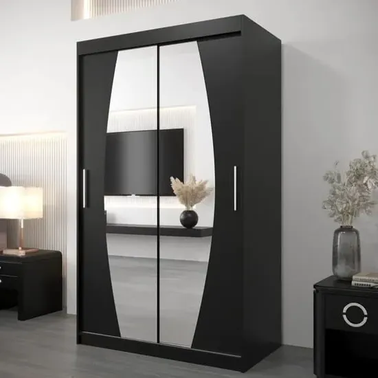 Eden Mirrored Wardrobe with Sliding Doors - Black