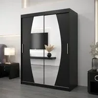 Eden Mirrored Wardrobe with Sliding Doors - Black