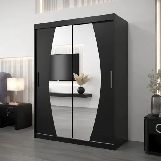 Eden Mirrored Wardrobe with Sliding Doors - Black