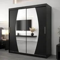 Eden Mirrored Wardrobe with Sliding Doors - Black