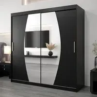 Eden Mirrored Wardrobe with Sliding Doors - Black